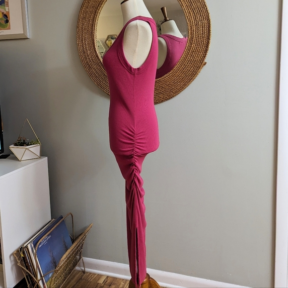 Michael Stars Ultra Rib Lori Midi Dress Fuchsia - Picture 3 of 6
